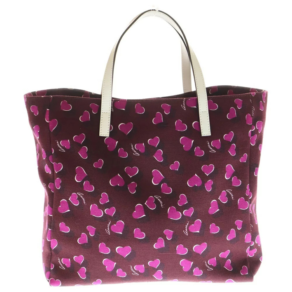 GUCCI heart tote bag handbag purple brown canvas leather - Picture 2 of 6